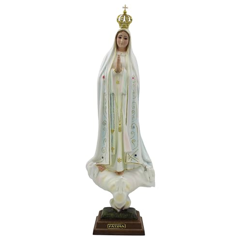 FARPortugal Hand Painted Our Lady of Fatima Statue Religious Figurine Virgin Mary Made in Portugal (White, 20 Inch)