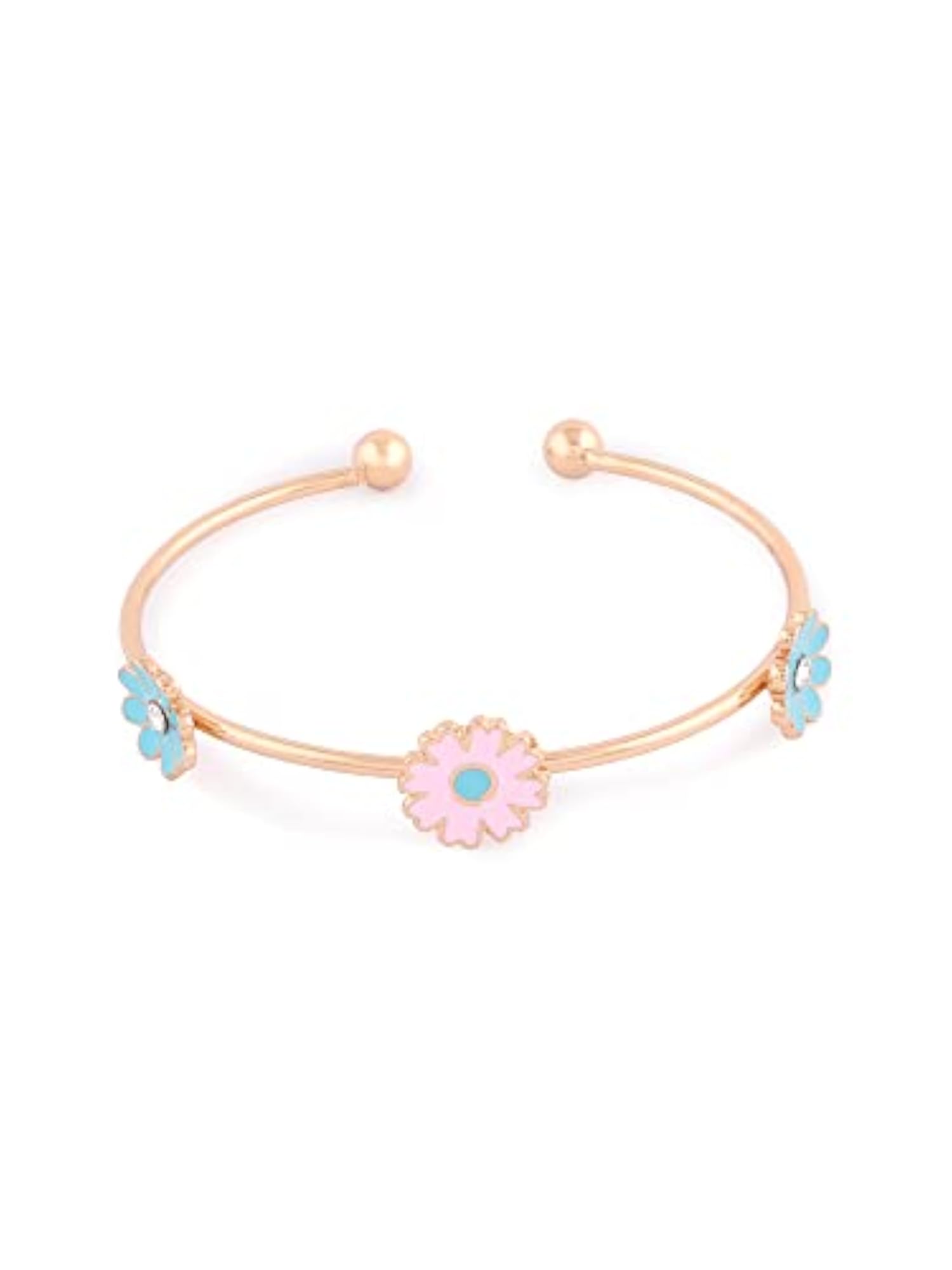 Set of 3 Floral Stack Bracelets, Pastel Colors