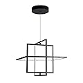 SUNMOO Modern LED Chandelier Led Pendant Light Square Contemporary Chandelier Hanging Light Dimmable for Living Room, Dining Room, Bedroom, Kitchen, Stydy Room 90W 6000K Cool Light (Black)