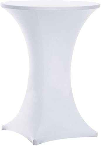 Miniatura 2 de Tina's Fundas de elastano para mesa de cóctel de 24 x 43 pulgadas, color blanco, para mesa de cóctel, mantel elástico ajustable para mesas redondas