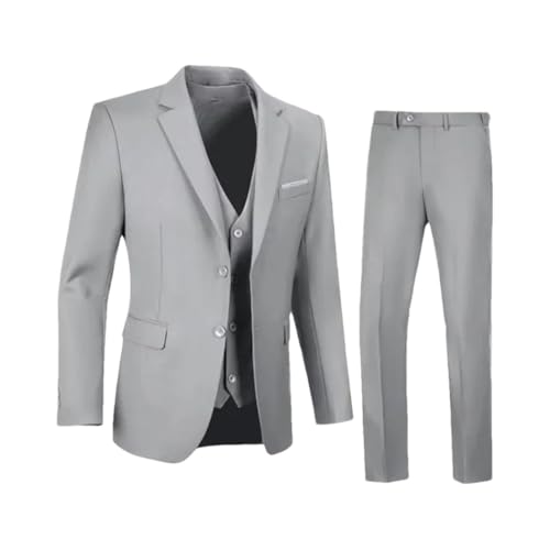 Men 3-Piece Wedding Groom Suit Slim Fit Blazer Vest Pants Business Formal Party Outfit