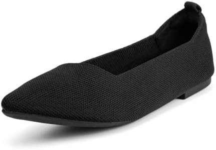 Qibusleen Closed Round Toe Flats For Women Knit Ballet Flats