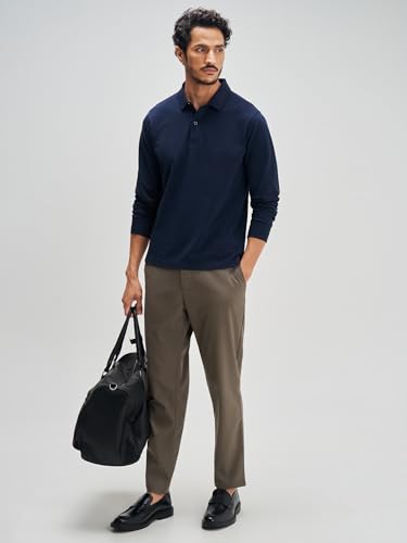 Image of XYXX Men's Solid Cotton Polo T-Shirt | Polo Neck Tshirts | Full Sleeves | Solid-Regular Fit