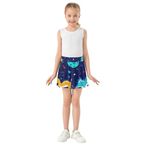 Joisal Girls' Shorts Athletic Skorts Tennis Skirts for Kids Blue Pink Girl Skort Colorful Dinosaurs Space Planets 3t3