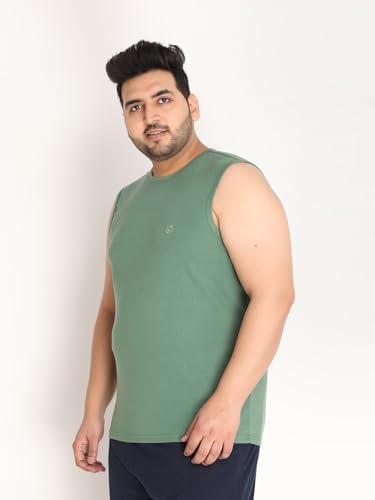 Image of CHKOKKO Men Cotton Regular Fit Tank Tops Sleeveless T-Shirt Gym Wear Vest Solid Stylish Round Neck Running Sando For Sports Workout Fitness & Casual Or Beach Wear