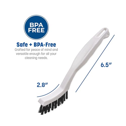 Image of SPARTA Grout Brush with Stiff Nylon Bristles, 8 Inch, White | Flo-Pac, Stiff Crimped Nylon Bristles, 2.75-Inch Brush Section, Narrow Crevices, BPA Free
