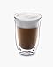 De'Longhi DeLonghi Double Walled Thermo Latte Glasses, Set of 2, 2 Count (Pack of 1), Clear, 330 milliliters
