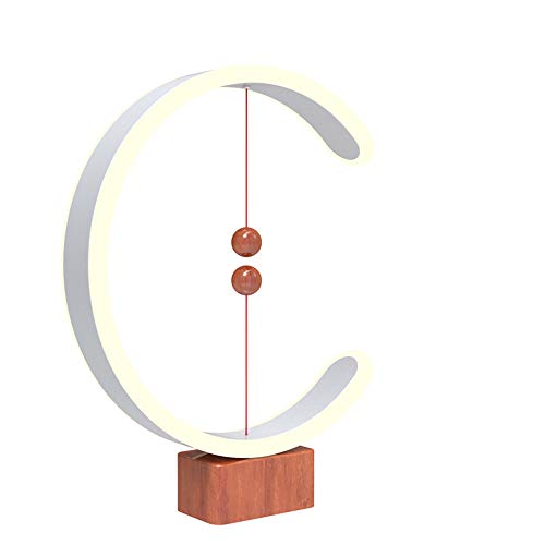Creative Simple Heng Balance Lamp Magnétique LED Forme De C, Lampe Design Moderne Décoration Chambre, Salon, Bureau, Bar, Support En Bois Lampe De Décoration Puissance 5W Blanc Chaud (B)