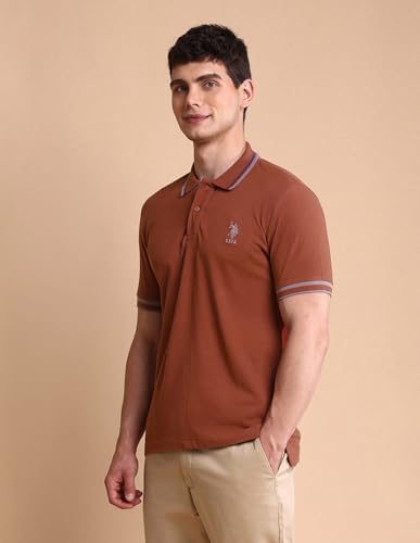 Image of U.S. Polo ASSN. Solid Slim Fit Polo T Shirts for Men - 100% Cotton, Half Sleeves Mens Tshirt