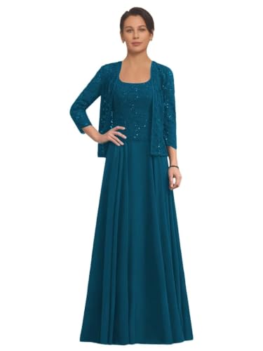 2 Pieces Mother of The Bride Dresses Laces Sequins Formal Evening Dress 08
