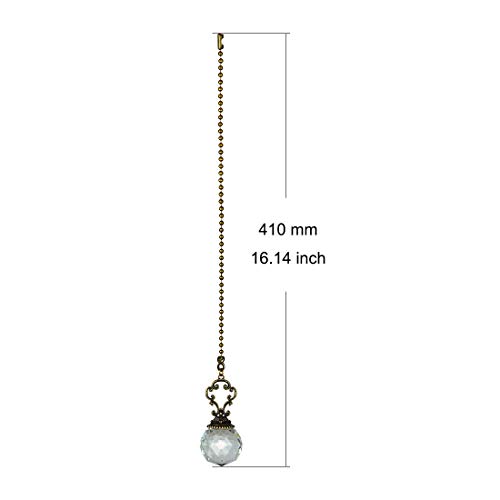 Image of Set of 2 Vintage-Style Clear Fan Pull Ceiling Fan Chain Pulls Crystal Prism Ball
