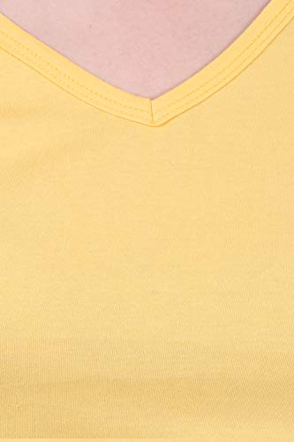 Image of FLEXIMAA Women's Cotton Plain V Neck Half Sleeve T-Shirt