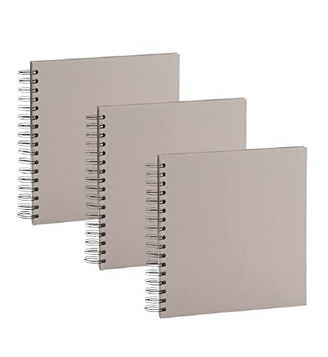 Rössler Papier 1329452496-3 - Album fotografico S.O.H.O Wire-O, 3 pezzi, 230 x 230 mm, 60 pagine bianche, tortora, libro a spirale per autoproduzione