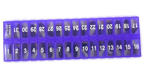 Image of Once-a Day Monthly Pill Organizer Removable Lid for Easy Loading - Large Compartment Pill Box Medications for Entire Month Plus a Compartment for Extra Pills BPA Free