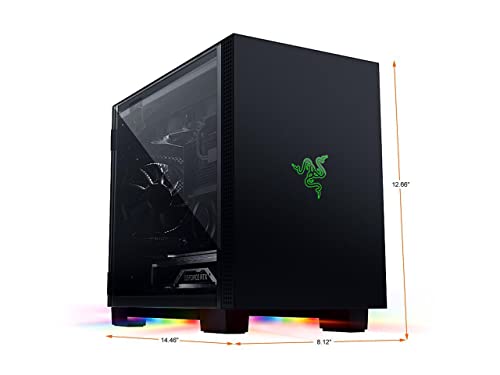 Image of Razer Tomahawk Mini-ITX Gaming Case: Dual-Sided Tempered Glass Swivel Doors, Ventilated Top Panel, Chroma RGB Underglow Lighting, Built-in Cable Management, Classic Black-RC21-01400100-R3M1