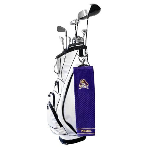 Image of Team Golf NCAA East Carolina Pirates Embroidered Golf Towel Embroidered Golf Towel, Checkered Scrubber Design, Embroidered Logo