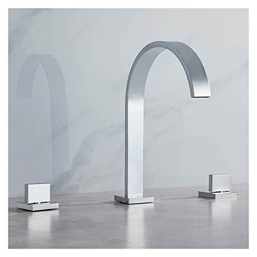 Robinet de lavabo anti-éclaboussure mitigeur laiton 3 trous doré - 5
