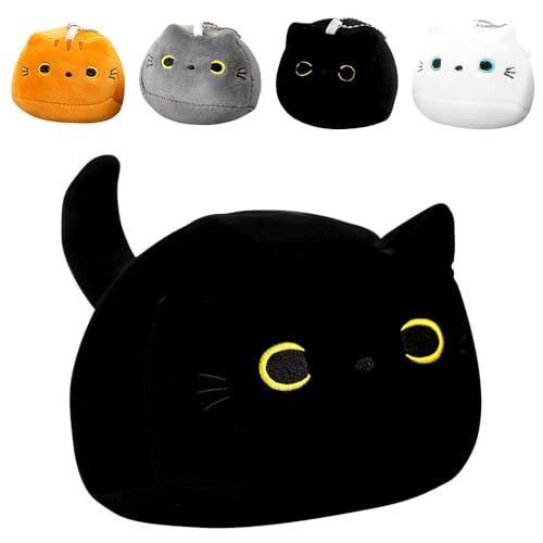 HOXSNII Gato Muñeco de Peluche, Cojines de Peluche con 4 Pequeño Gatito Juguetes de Peluche Almohada de Felpa Kawaii Figura de Peluches Juguetes Almohada de Peluches Regalo para Niños