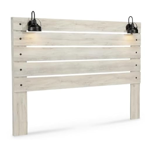 Signature Design by Ashley Cambeck Farmhouse Panel Headboard ONLY with USB Charging Stations, King, Whitewash