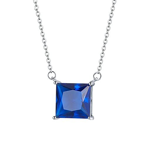 Bijoux WZGWDC carré brillant pierres et chaîne bleu gemme raffinée