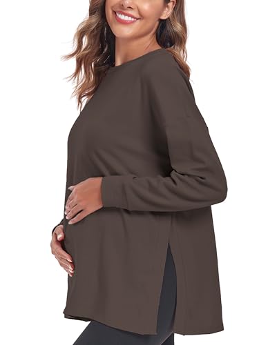 Ecavus Damen Umstandsshirt Langarm Loose Fit umstandstop Umstandskleidung Herbst&Winter