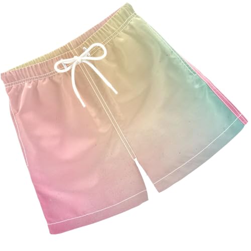 Pigsaly Boys' Swim Board Shorts Pink Green Rainbow Boy's Swim Trunks Kids Swimwear 5T
