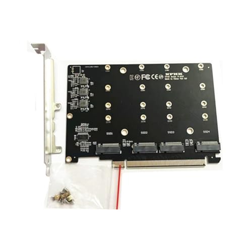 Fnfhsa Tarjeta Adaptadora de Disco Duro PCIe 4.0 X16 4 NVMe M.2 Tarjeta de Matriz SSD Adaptador de Tarjeta de Ranura VROC Conveniente Multifuncional