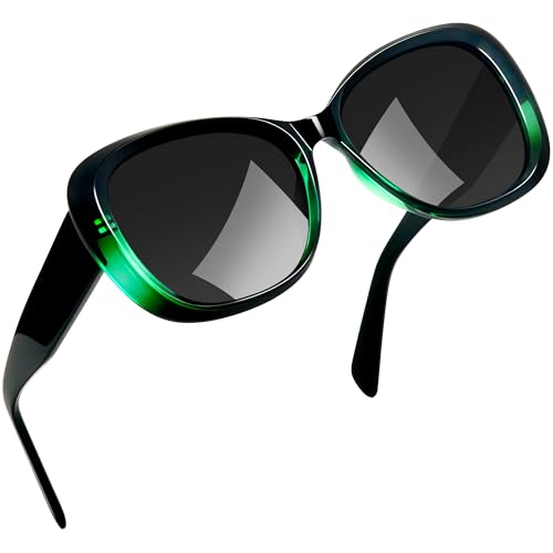 Joopin Acetato Gafas de Sol Mujer Polarizadas Modernas Elegantes Diseño de Mariposa Gran Tamaño Protección UV400 Marco Verde