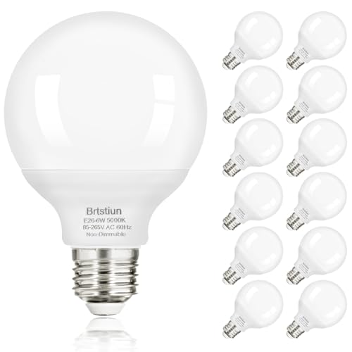 Image of Brtstiun G25 LED Vanity Light Bulbs for Bathroom, Globe Bulb 40W Equivalent