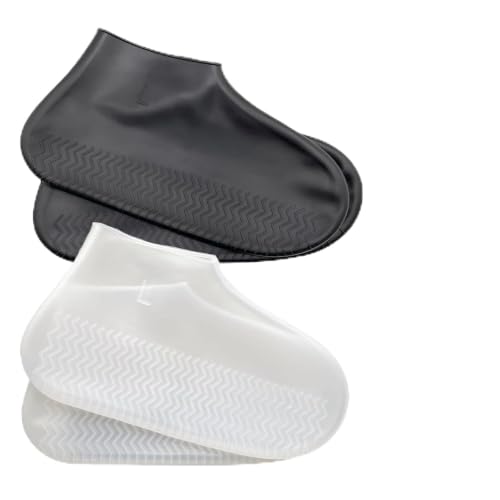 Ferizzia 2 Pares Cubre Zapatos Impermeable, Reutilizable Funda de Silicona para Zapatos, Protector Calzado Lluvia, Lavable, para Caminos Fangosos, Días de Lluvia, Nieve, para Adultos y Niños (M)