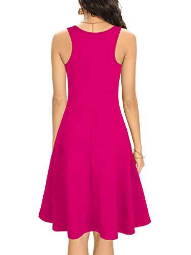 Image of Missufe Women's Sleeveless Racerback Flared Casual Plain Tank Dress