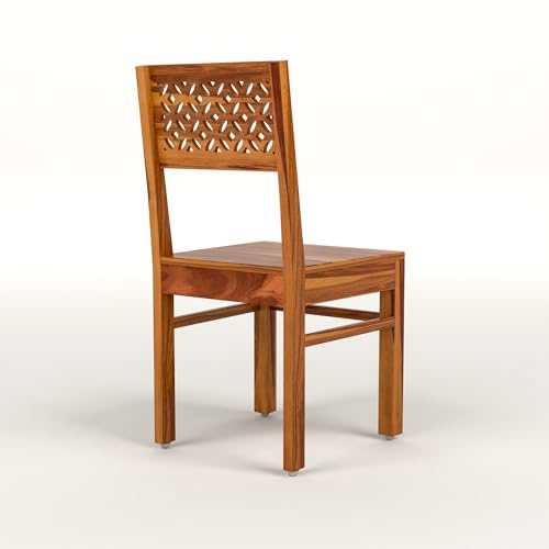 Image of CNC Solid Sheesham Wood 2 Seater Dining Table Set Without Cushioned Chairs for Dining Room | Living Room | Home & Office | Hotels Restaurant & Cafe (2 Seater, Honey)