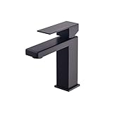 LARDECOR - Grifo de Lavabo de Acero Inoxidable PREMIUM, Monomando para Agua Fría y Caliente, Fregadero Minimalista sin Plomo, Menor Consumo Mangueras Internas Flexibles Tamul BLACK