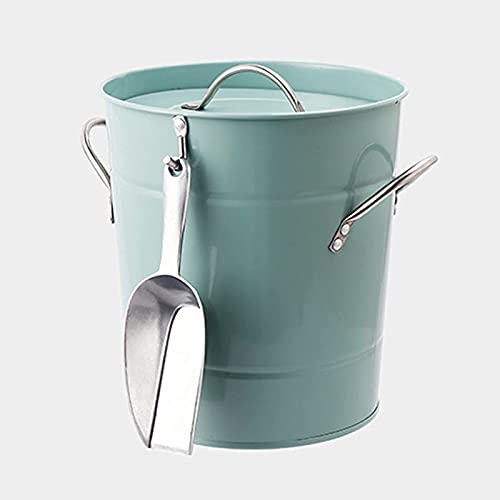 Cubo de hielo aislado de hierro galvanizado de doble pared, con cuchara de hielo y tapa sellada, mango cómodo, para fiestas, barbacoas en el patio trasero, picnics y camping
