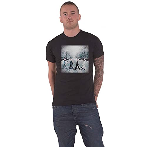 Générique The Beatles T Shirt Abbey Christmas Band Logo Nouveau Officiel Noir - Les Beatles, Paul McCartney, John Lennon, RIngo Starr, George Harrison Générique The Beatles T Shirt Abbey Christmas Band Logo Nouveau Officiel Noir
