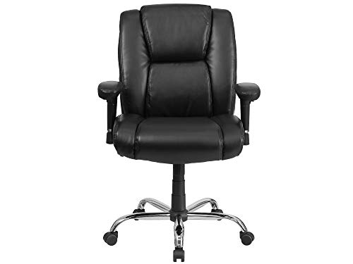Flash Furniture HERCULES Series Big & Tall 400 lb. Rated Black LeatherSoft Ergonomic Task Office Chair with Chrome Base and Adjustable Arms