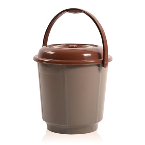Image of Kuber Industries 3 Pcs 18 Liter Plastic Bucket for Bathroom | Balti for Bathroom | Plastic Bucket for Daily Use | Water Storage Bucket | Green-Peach & Mink Grey