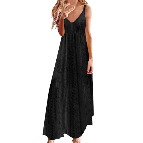 Vestido Largo con Tirantes Finos para Mujer, para Vacaciones de Verano en la Playa, sin Mangas, Escote en V, Sexy, Estilo Bohemio