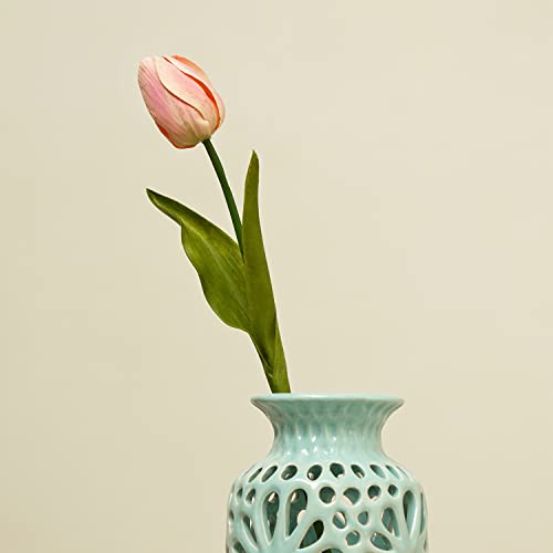 Image of PURE HOME + LIVING Pink Faux Tulip Spray (Made of Plastic, Wire and Fabric) for Home, Office and Living Room Decorations (Without Vase)(Height-60cm) Pack of 1