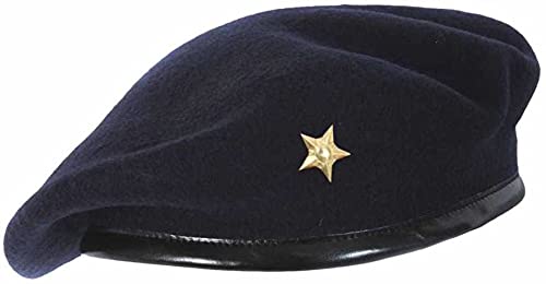 Unisex French Wool Beret Cap, Traditional Army Style, Classic European Hat, Che Guevara Cap - Blue-image-34