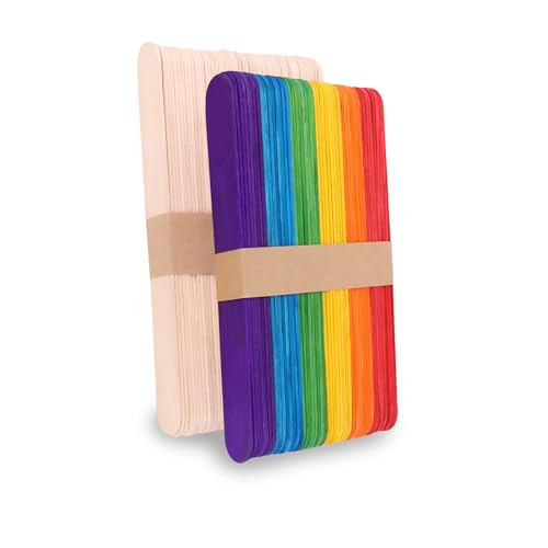 KTOJOY 100Pcs Jumbo Wooden Craft Sticks Popsicle Stick 6” Long x ...