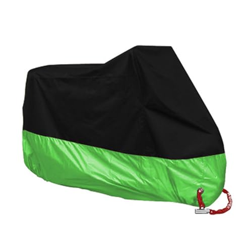Motorcycle Cover, Motorbike Scooter Covers 210D Oxford, Heavy Duty Durable Waterproof Indoor with 2 Lock-holes, All Weather Indoor Outdoor Protection & Storage Bag (Green,M(160-180cm))