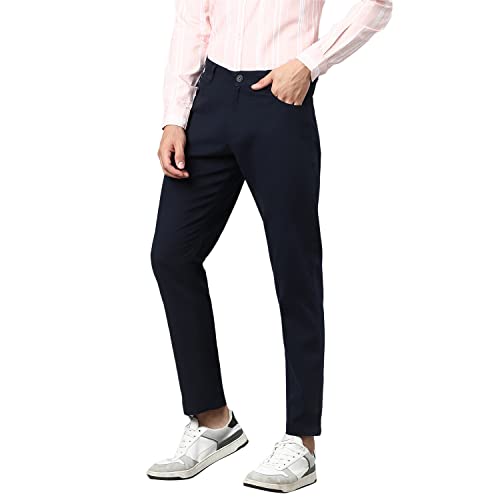 Image of Hubberholme Men's Tapered Fit Cotton Trousers, Ankle Length Button Closure Chinos