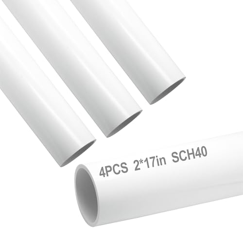 4PCS 2 inch PVC Pipe Length 17 Industry White PVC DIY Pipes for Yard Farm Greenhouse Garden Furniture Grade for Home Thickness 4mm