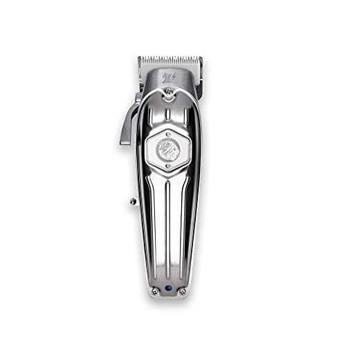 HEY JOE - Clipper Machine, Máquina Profesional de Cortar Pelo Inalámbrica para Cabello y Barba de Hombre, Motor potente de 6.000 R.P.M, Plateado