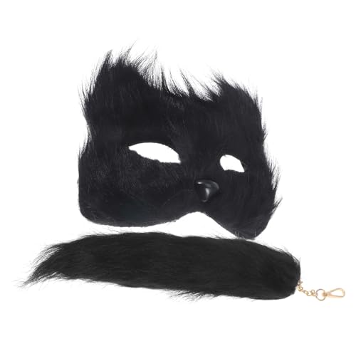 Kit déguisement renard festival : pack d'accessoires avec masque blanc et queue