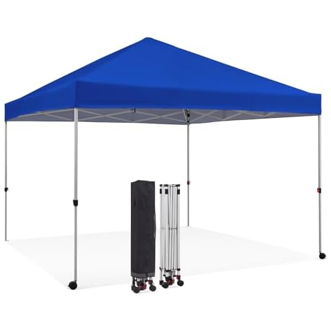 Gardesol 10' x 10' Pop-Up Canopy Outdoor Tent with Storage Bag for Patio, Parties, Shows, Camping, Wheeled, UV-Protected (Blue) Cover