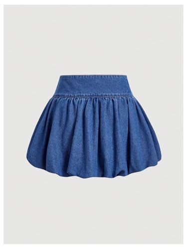 Milumia Women's High Waisted A Line Bubble Denim Mini Skirt Puffy Short Skirts2