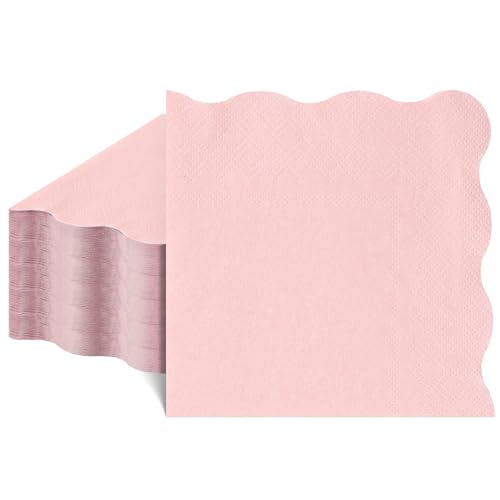 NatNarr 80 Pcs Cocktail Napkins 5 x 5 Inch Scalloped Paper Napkin
