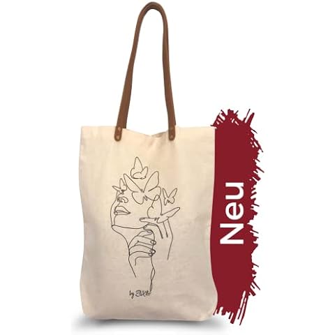 EliXito Tote Bag - Printed Fabric Bag - Cotton Bag - Jute Bag Long Handle - Shopping Bag, natural Cover